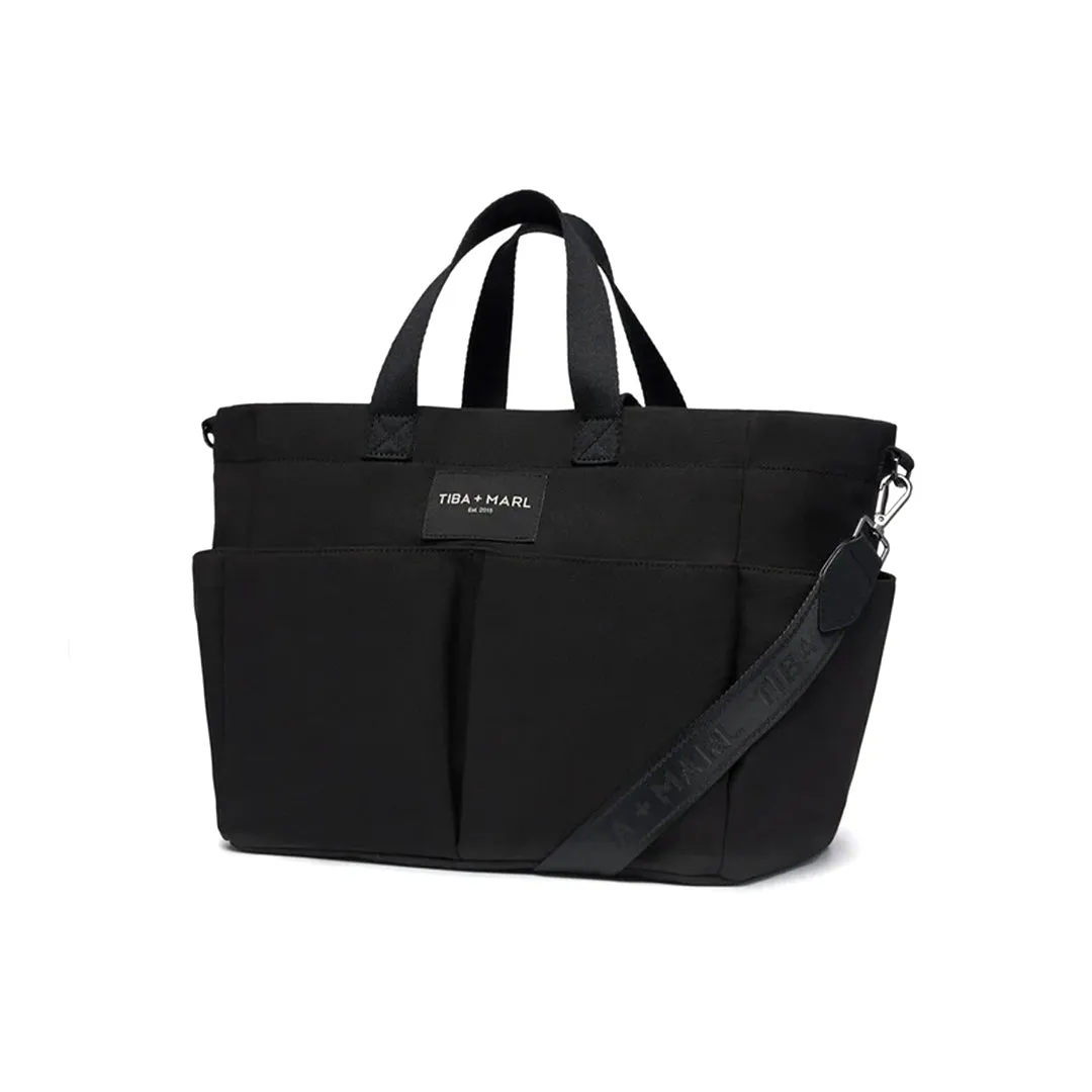 Tiba   Marl Canvas Pocket Tote - Black