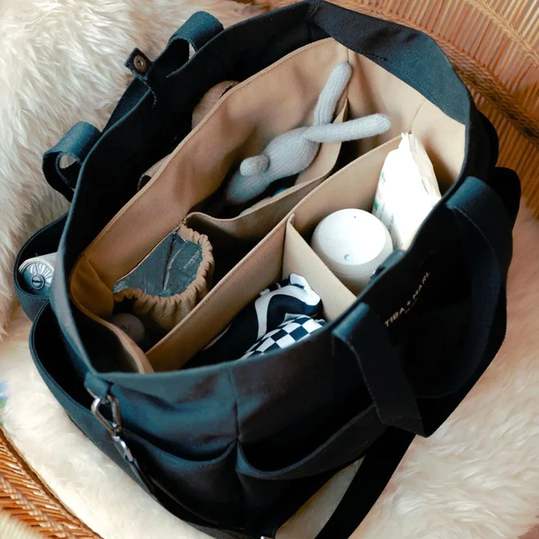 Tiba   Marl Canvas Pocket Tote - Black