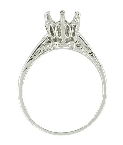 Vintage Replica 1 Carat Crown Art Deco Filigree Platinum Engagement Ring Mount