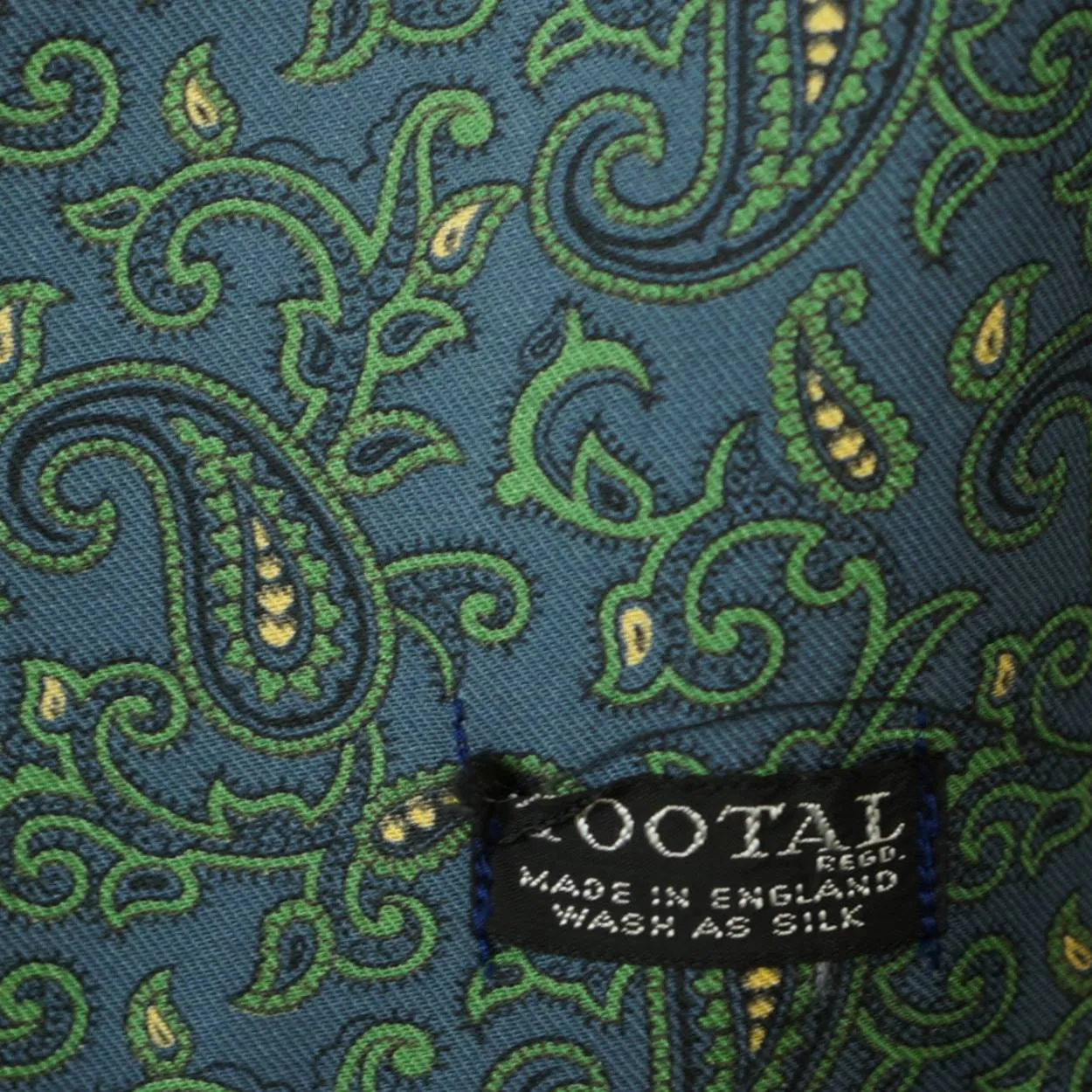 Vintage Tootal Fringed Paisley Scarf Blue and Green 1940s 50s Mens Fashion