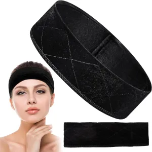 Wig Grip Band Velvet Headband Scarf Head Hair Band Extra Hold Wig Adjustable Fastern,Stretch Cotton headband (BLACK)