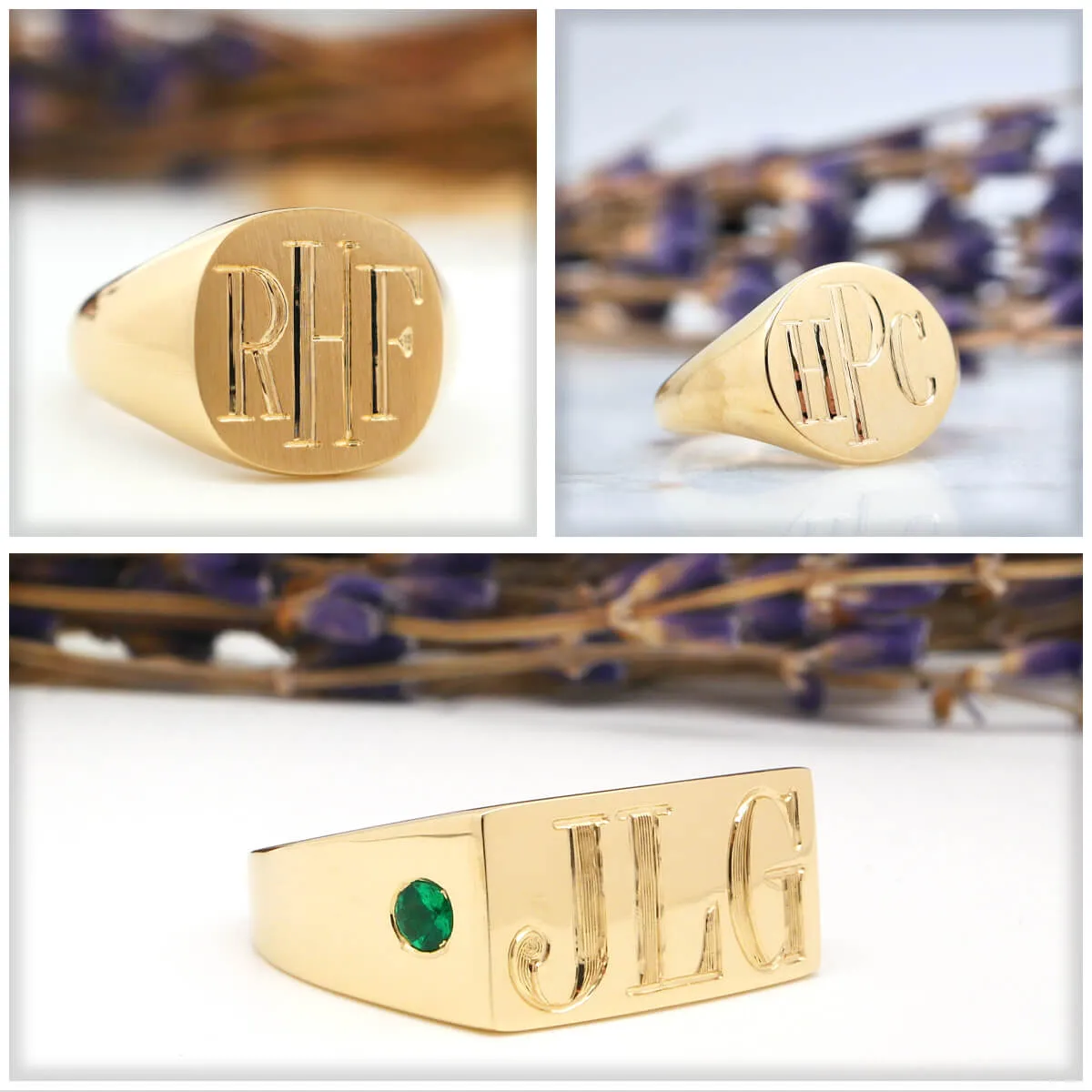 Women's Round Signet Ring - Large - Hand Engraved Roman Monogram