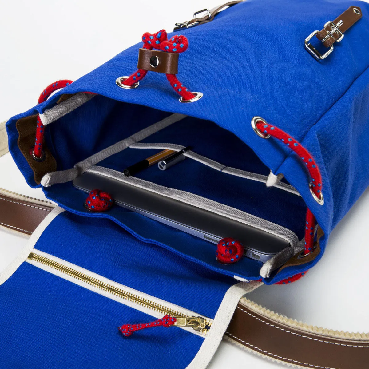 YKRA Matra Mini Leather Strap & Bottom Backpack Blue