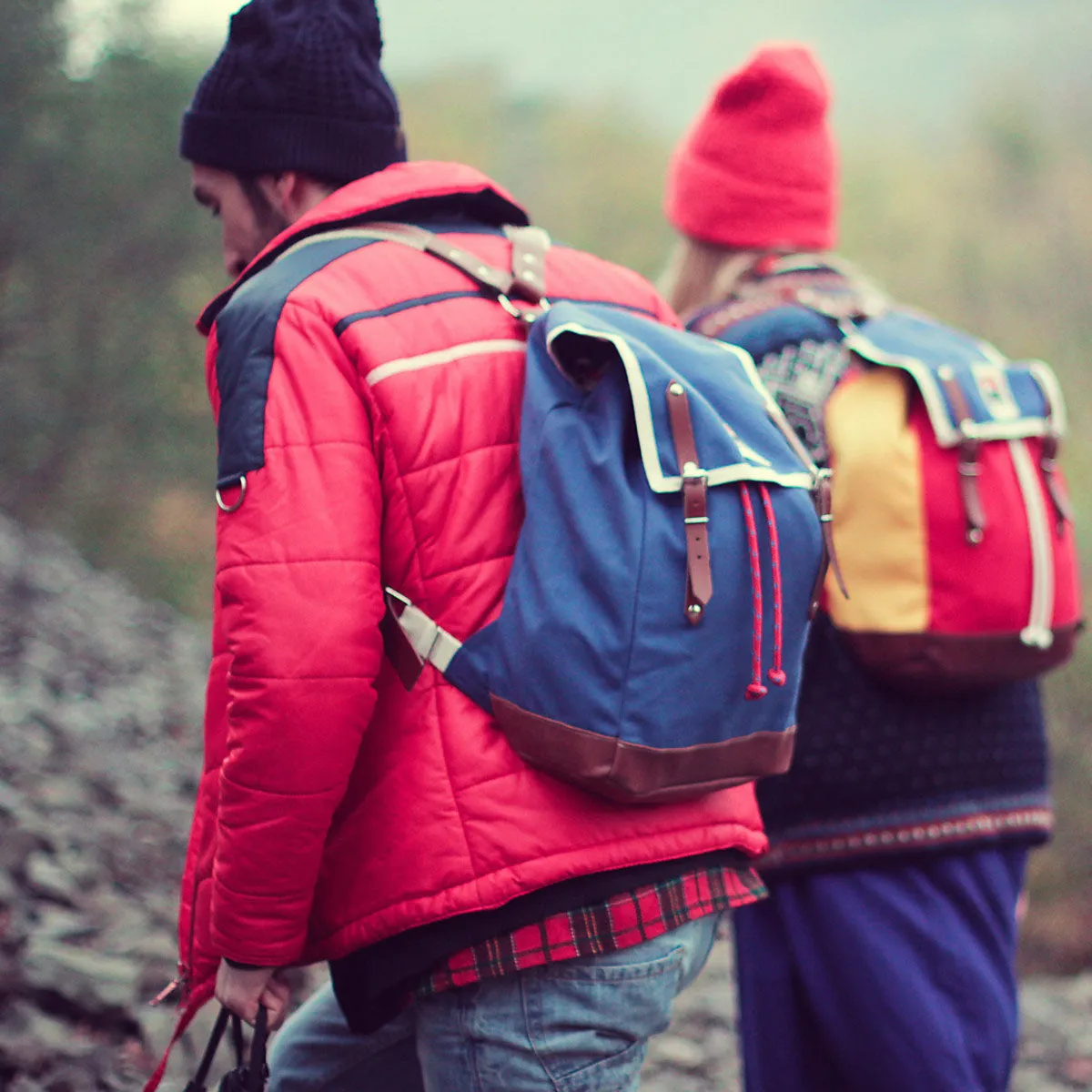 YKRA Matra Mini Leather Strap & Bottom Backpack Blue