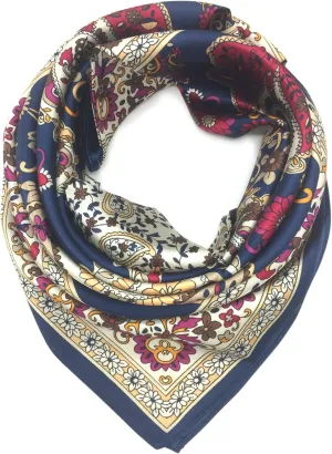 YOUR SMILE Silk Like Scarf Women's Fashion Pattern Large Square Satin Headscarf Headdress