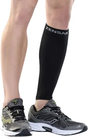 Zensah Calf/Shin Compression Sleeve - Made in the USA Single Leg Compression Sleeve for Shin Splint Relief, Recovery, Running