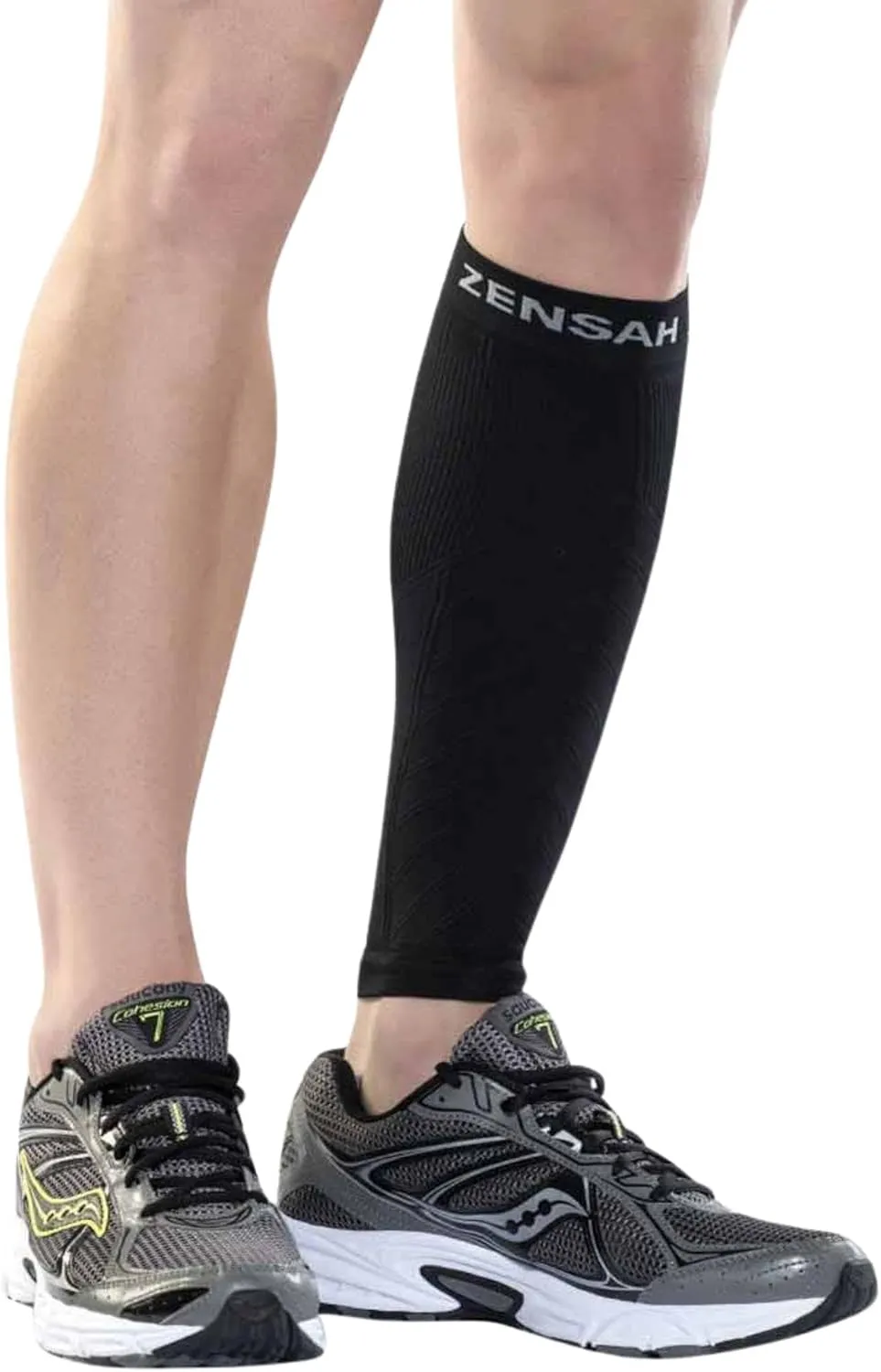 Zensah Calf/Shin Compression Sleeve - Made in the USA Single Leg Compression Sleeve for Shin Splint Relief, Recovery, Running